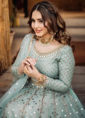 Blue Pakistani Bridal Frock