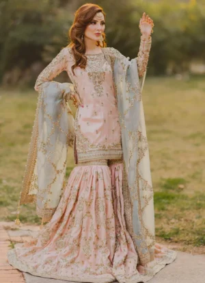 Peachy Pink Bridal Gharara