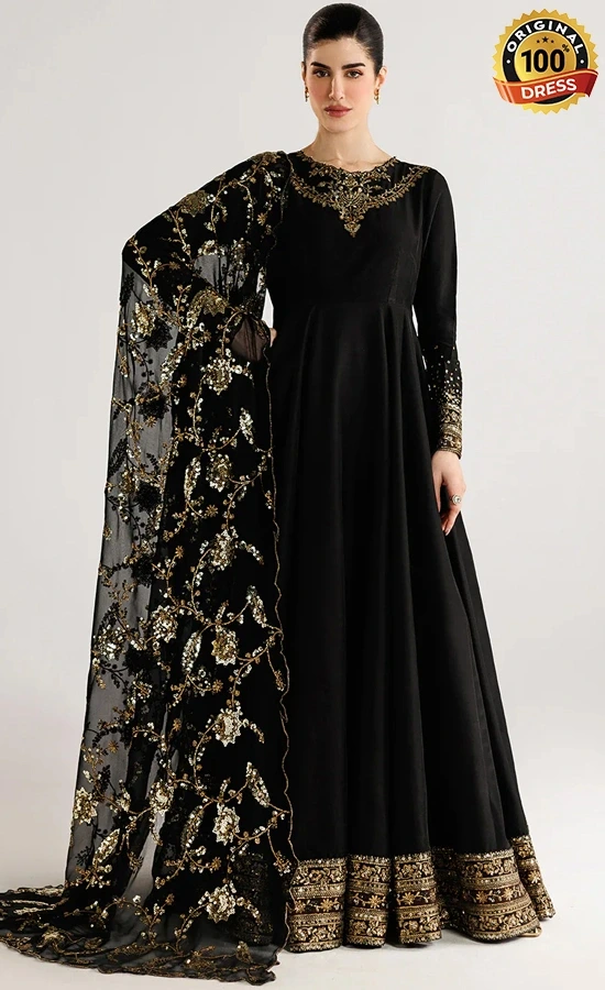 Black Colour Anarkali Dress For Wedding Guests (2) Black Colour Anarkali Dress For Wedding Guests (2)