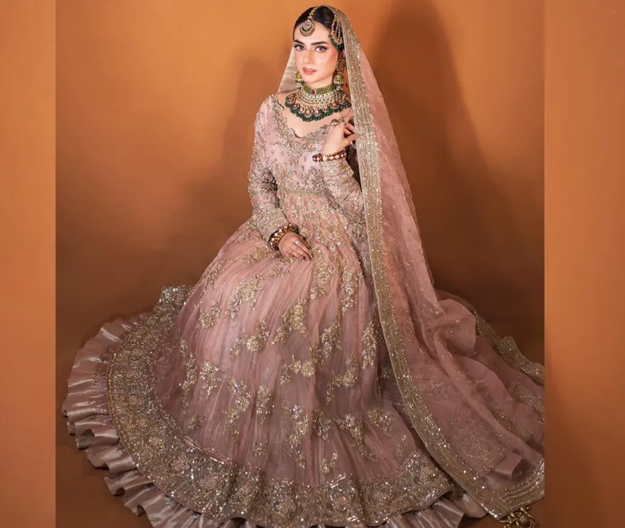 Tea Rose Organza Bridal Peshwas