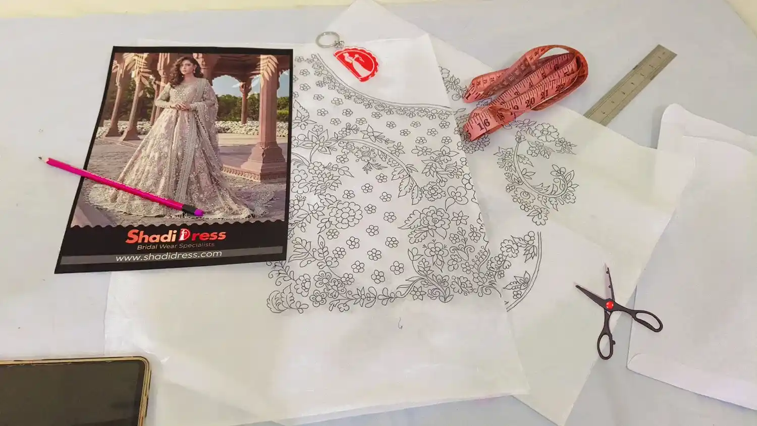 Pastel Pink bridal gown pencil sketch img
